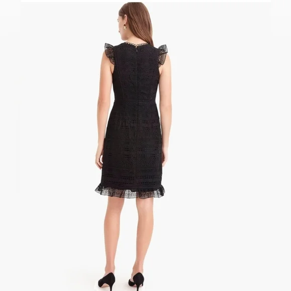 J CREW Cap-sleeve ruffle dress in mixed black lace - Picture 4 of 8